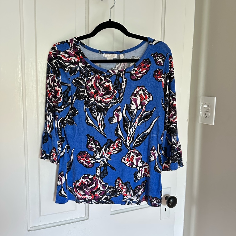 Floral Blue Short Sleeve Tee